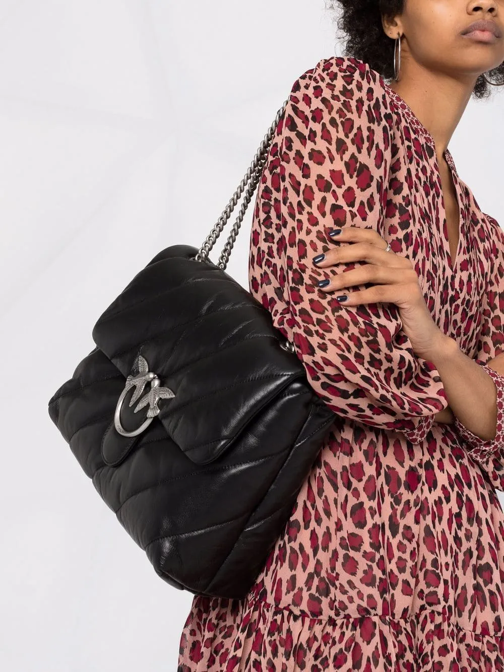 BIG LOVE BAG PUFF MAXI QUILT — black silver — фото 3