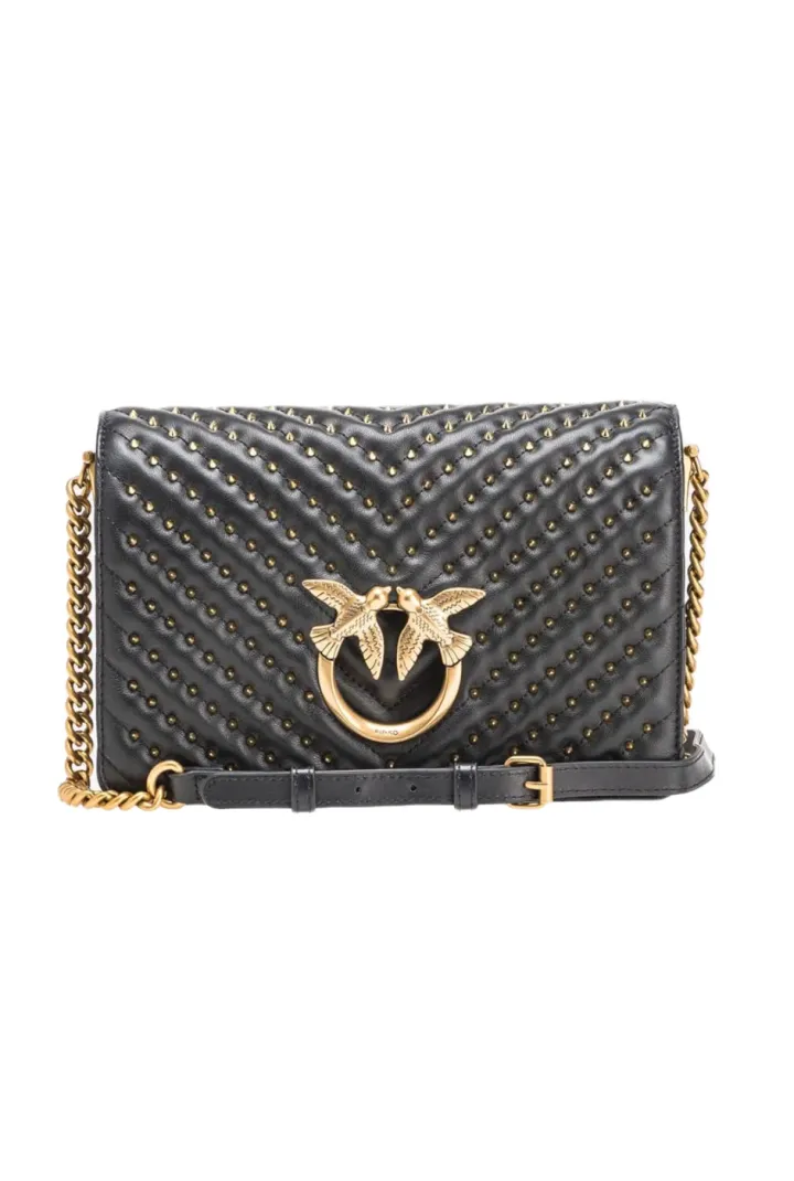CLASSIC LOVE BAG CLICK CHEVRON STUDS — black-antique gold