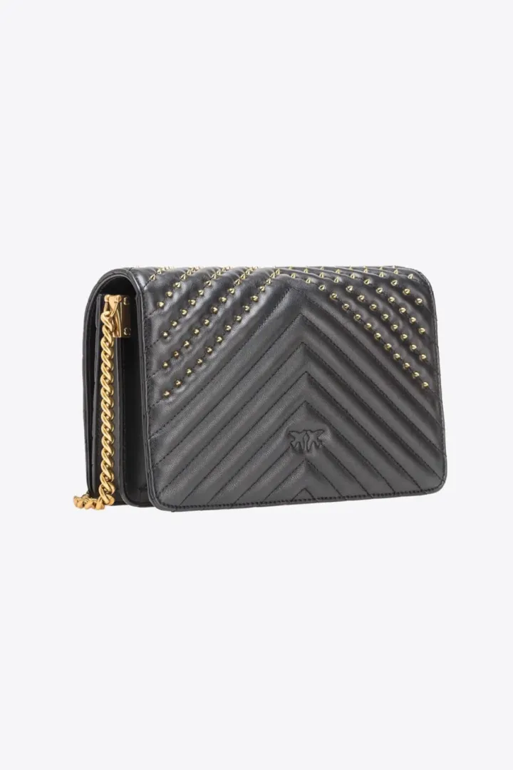 CLASSIC LOVE BAG CLICK CHEVRON STUDS — black-antique gold