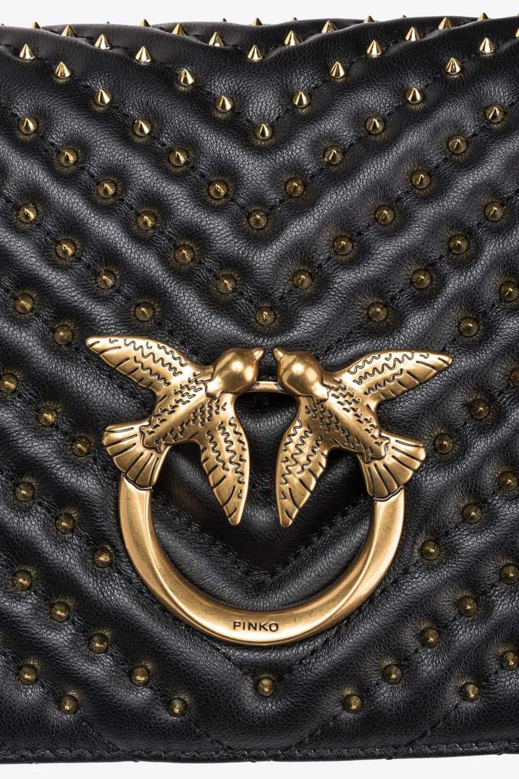 CLASSIC LOVE BAG CLICK CHEVRON STUDS — black-antique gold — фото 3