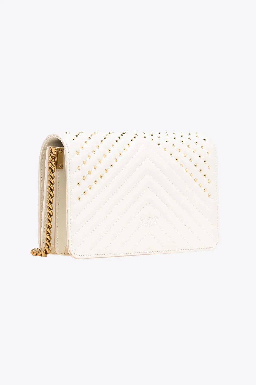 CLASSIC LOVE BAG CLICK CHEVRON STUDS — white-antique gold — фото 3