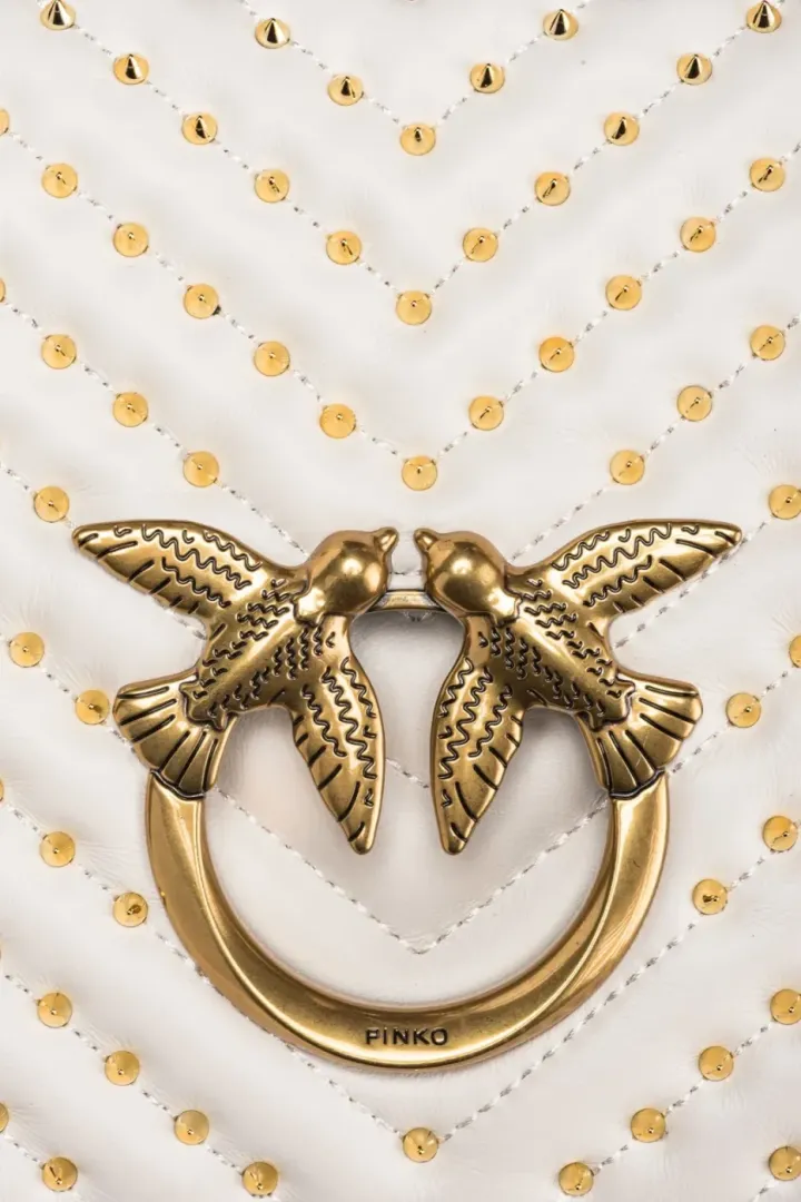 CLASSIC LOVE BAG CLICK CHEVRON STUDS — white-antique gold