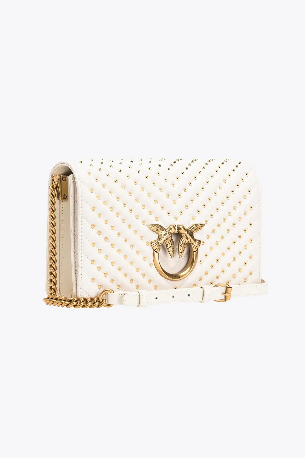CLASSIC LOVE BAG CLICK CHEVRON STUDS — white-antique gold — фото 4