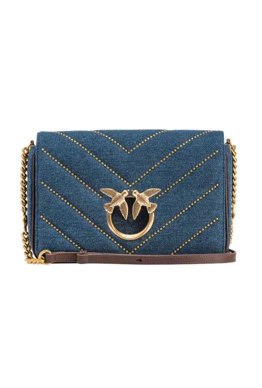 CLASSIC LOVE BAG CLICK DENIM WITH STUDS — denim