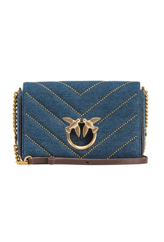 CLASSIC LOVE BAG CLICK DENIM WITH STUDS — denim