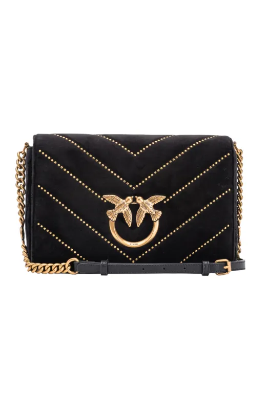 CLASSIC LOVE BAG CLICK IN VELVET WITH STUDS — black