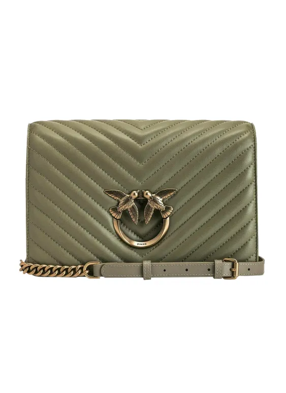 CLASSIC LOVE BAG CLICK V QUILT — olive green