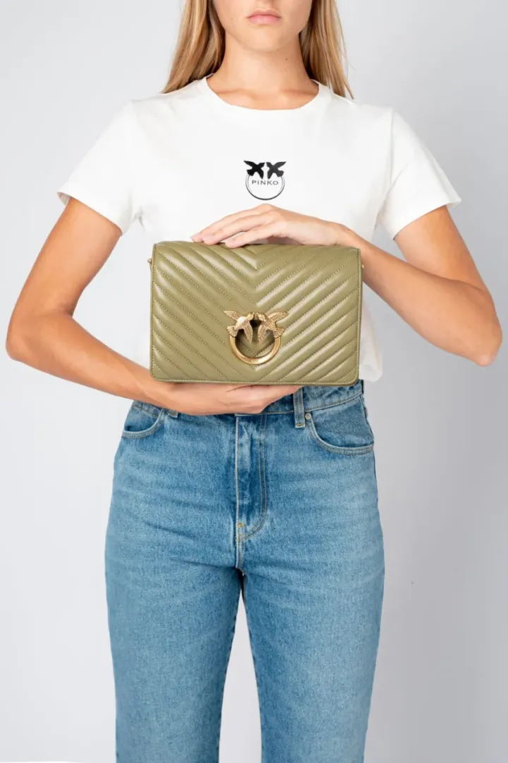 CLASSIC LOVE BAG CLICK V QUILT — olive green
