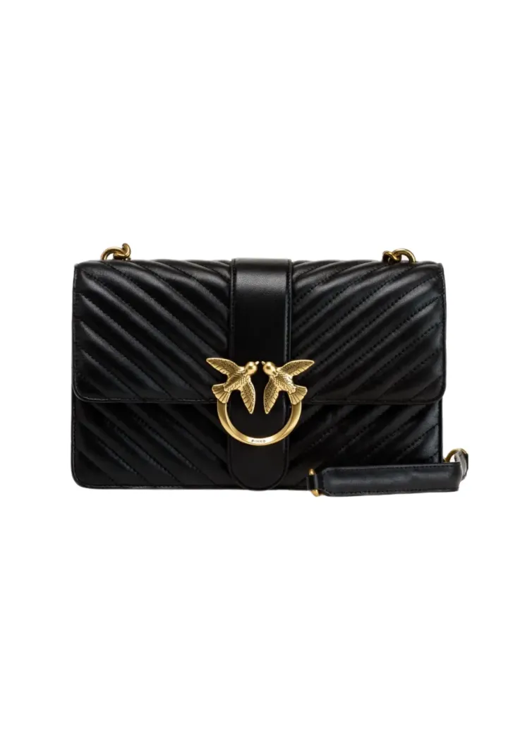 CLASSIC LOVE BAG ICON CHEVRON — black-antique gold