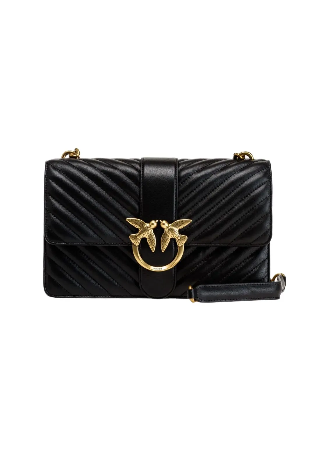 CLASSIC LOVE BAG ICON CHEVRON — black-antique gold