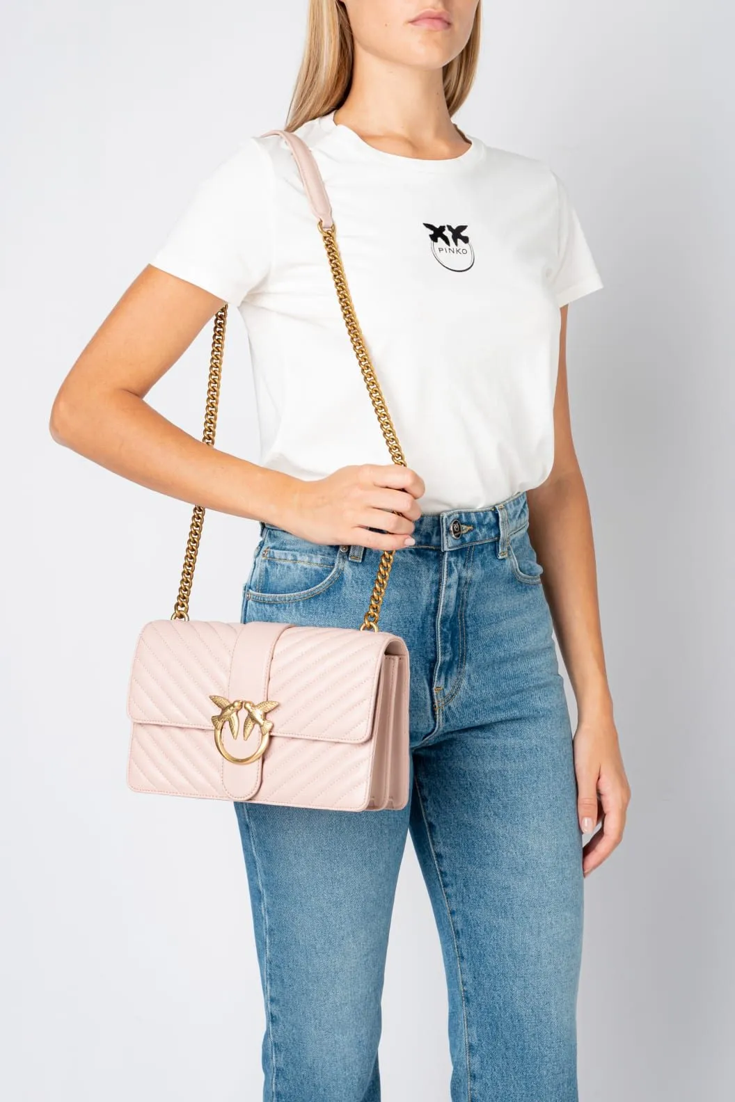 CLASSIC LOVE BAG ICON CHEVRON — pink/dusty pink-antique gold