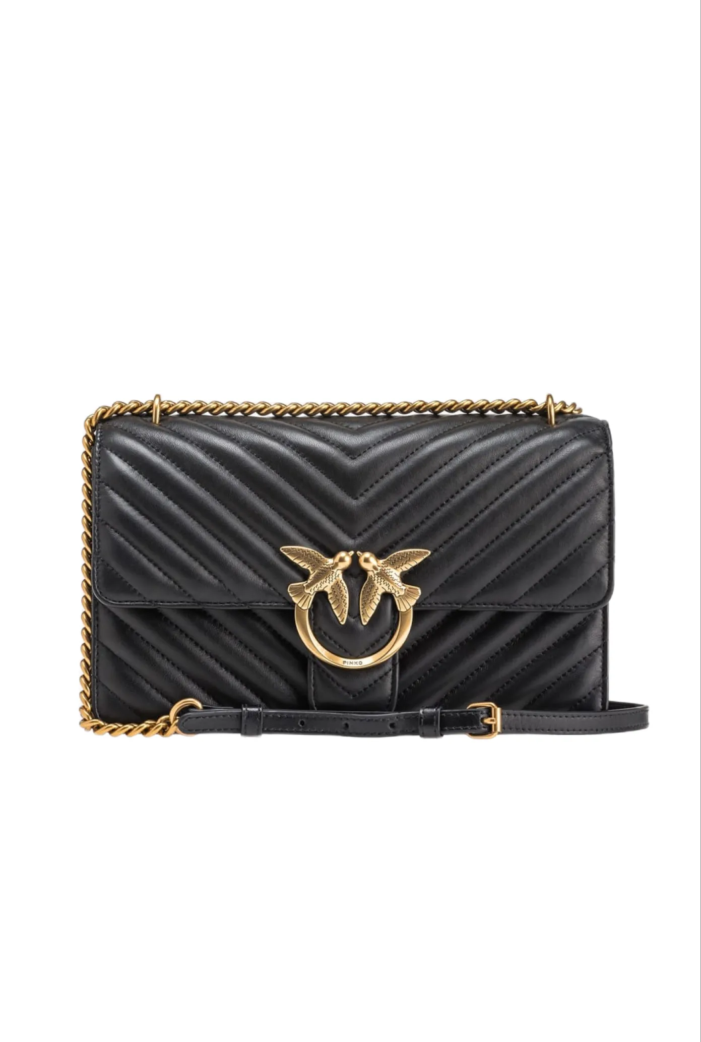 CLASSIC LOVE BAG ONE CHEVRON — black/antique gold
