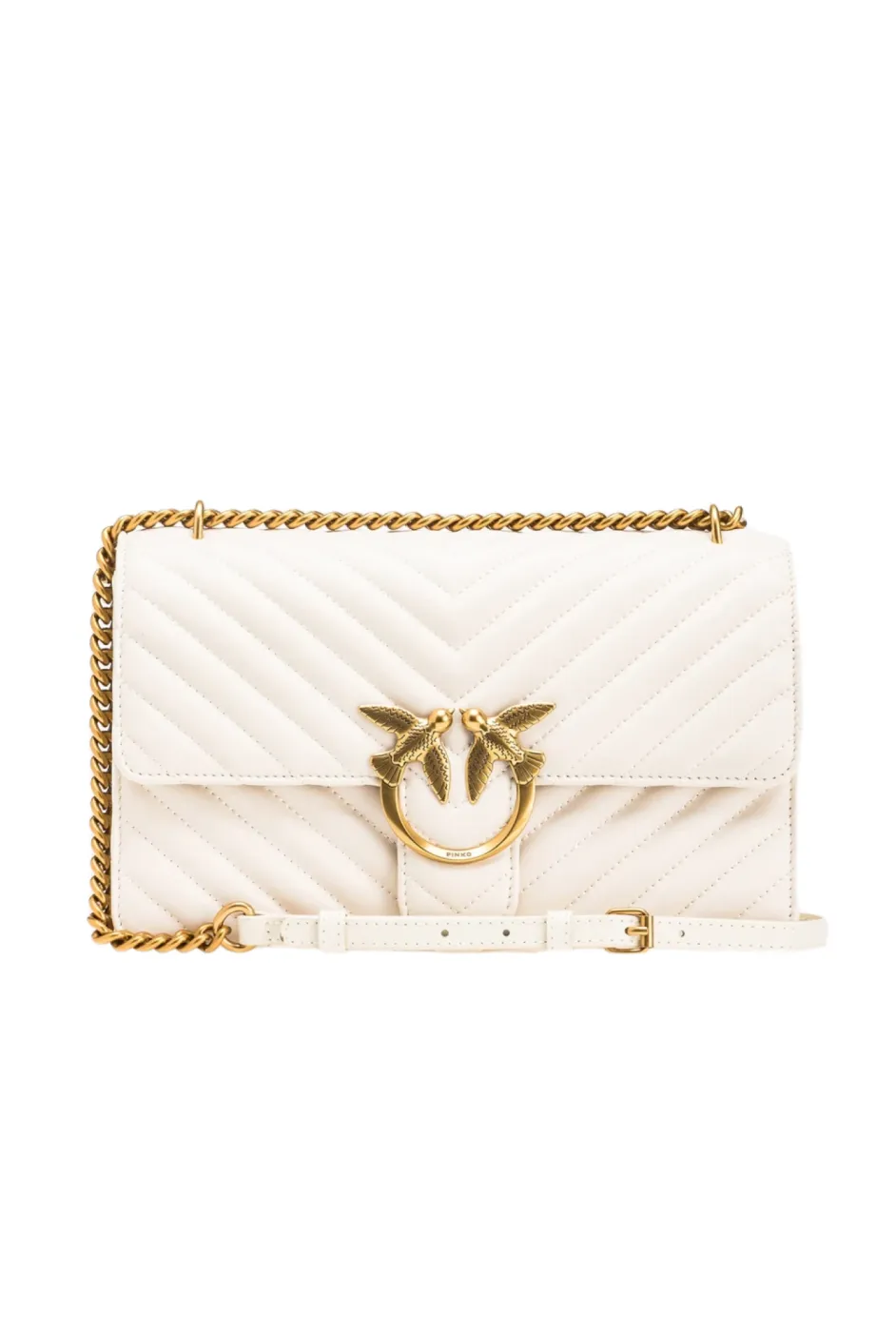CLASSIC LOVE BAG ONE CHEVRON — white/antique gold