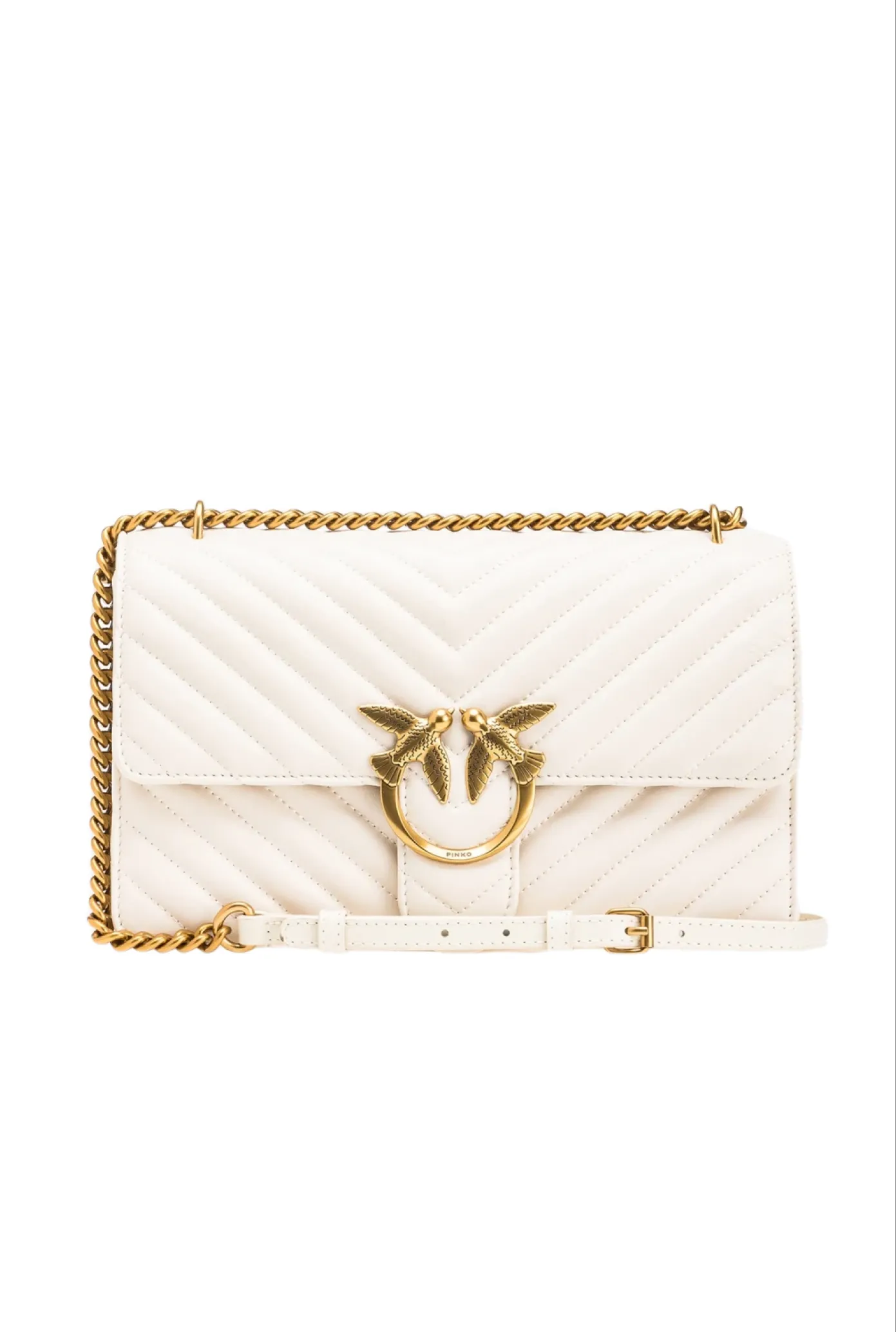 CLASSIC LOVE BAG ONE CHEVRON — white/antique gold