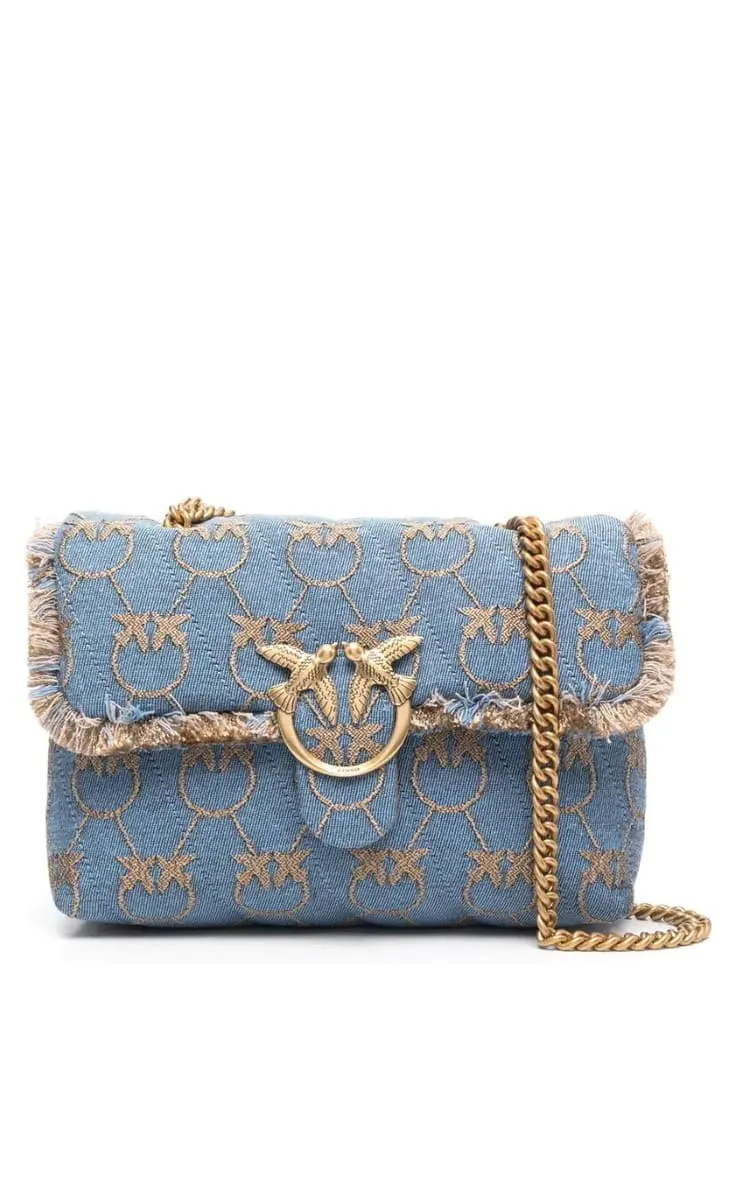 CLASSIC LOVE BAG PUFF DENIM LOGO — light blue