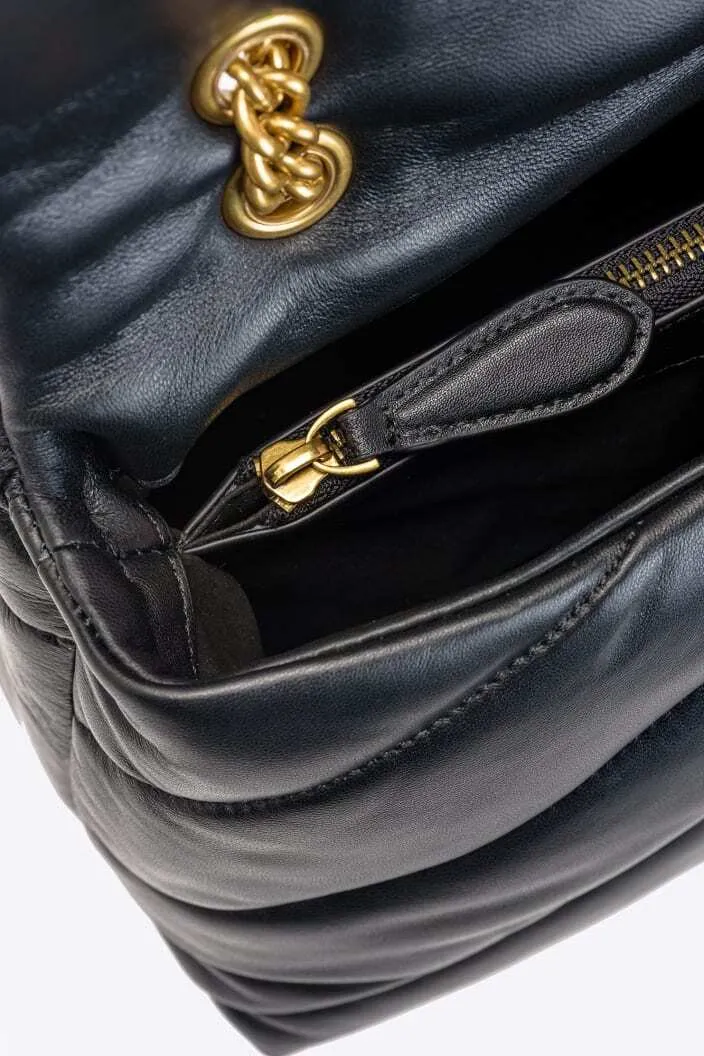 CLASSIC LOVE BAG PUFF QUILT — black/gold — фото 4