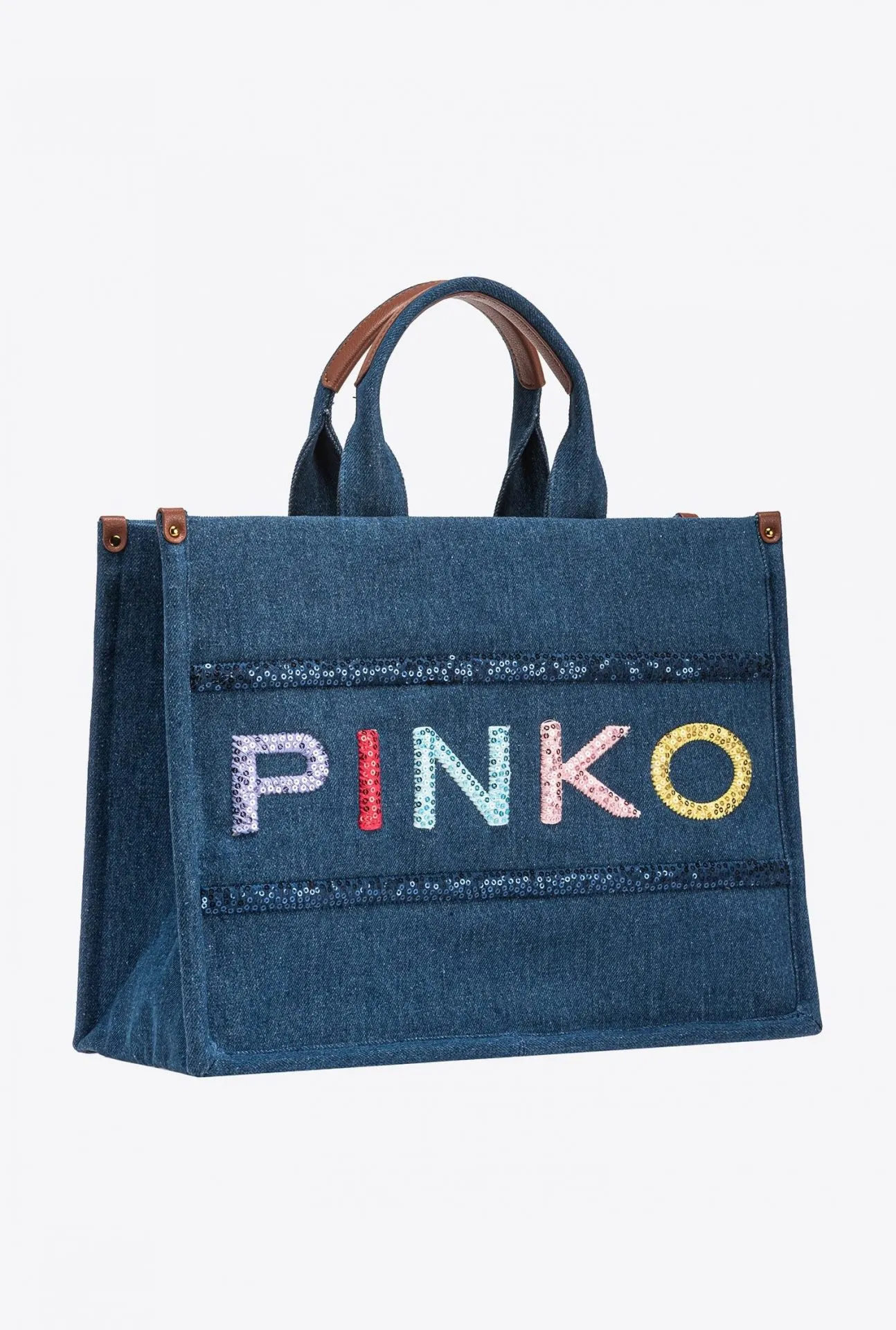 DENIM SHOPPER BAG WITH SEQUINNED LOGO — фото 3