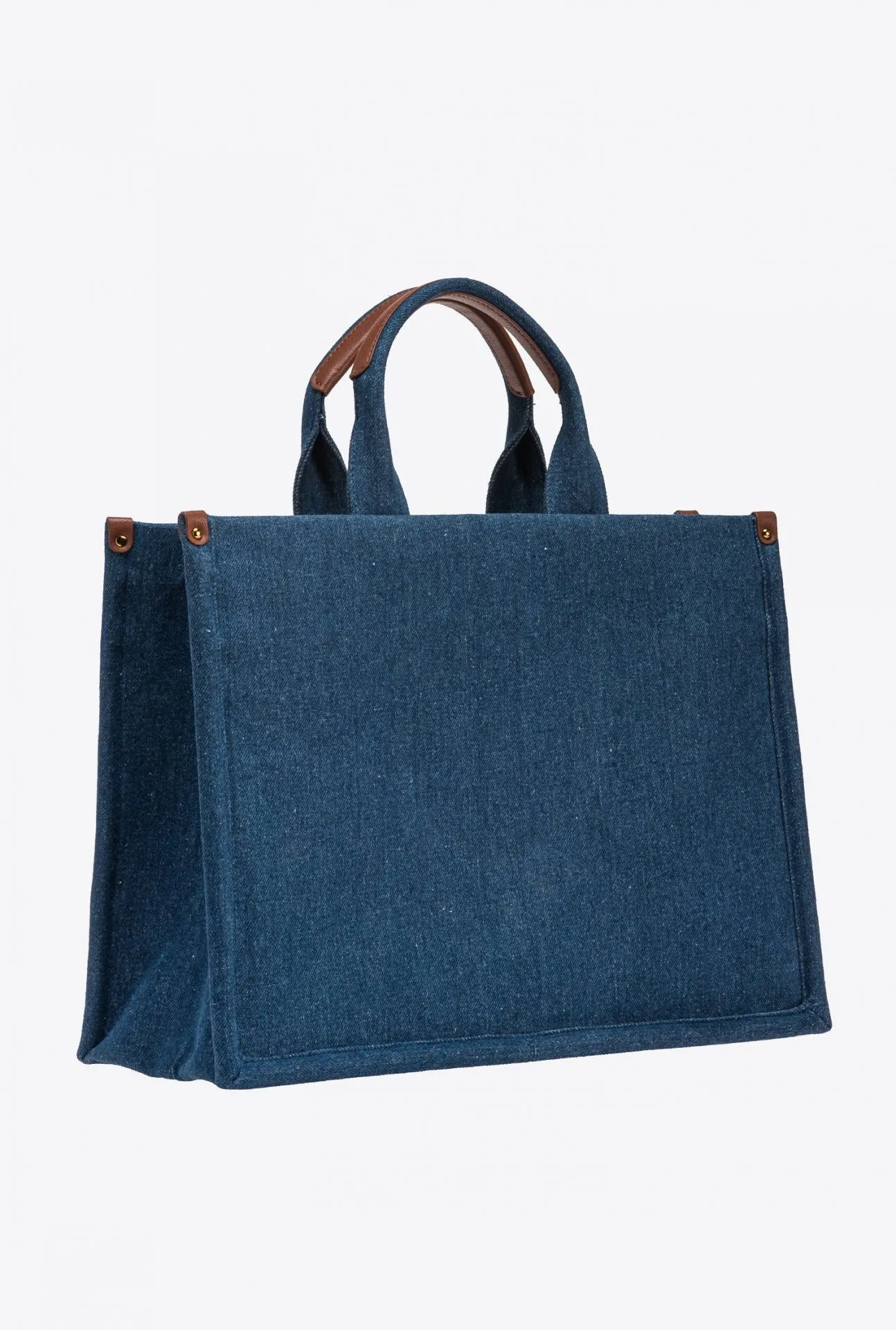 DENIM SHOPPER BAG WITH SEQUINNED LOGO