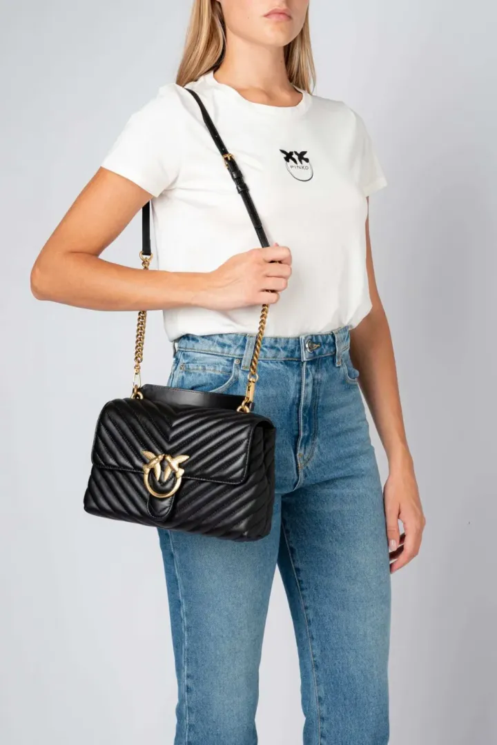 LADY LOVE BAG PUFF CHEVRON — black-old gold