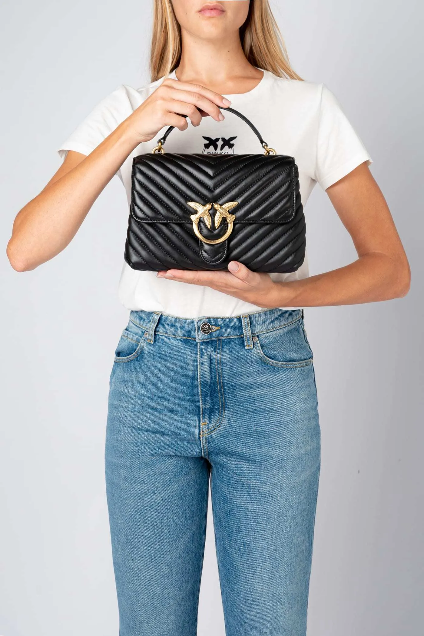 LADY LOVE BAG PUFF CHEVRON — black-old gold — фото 4