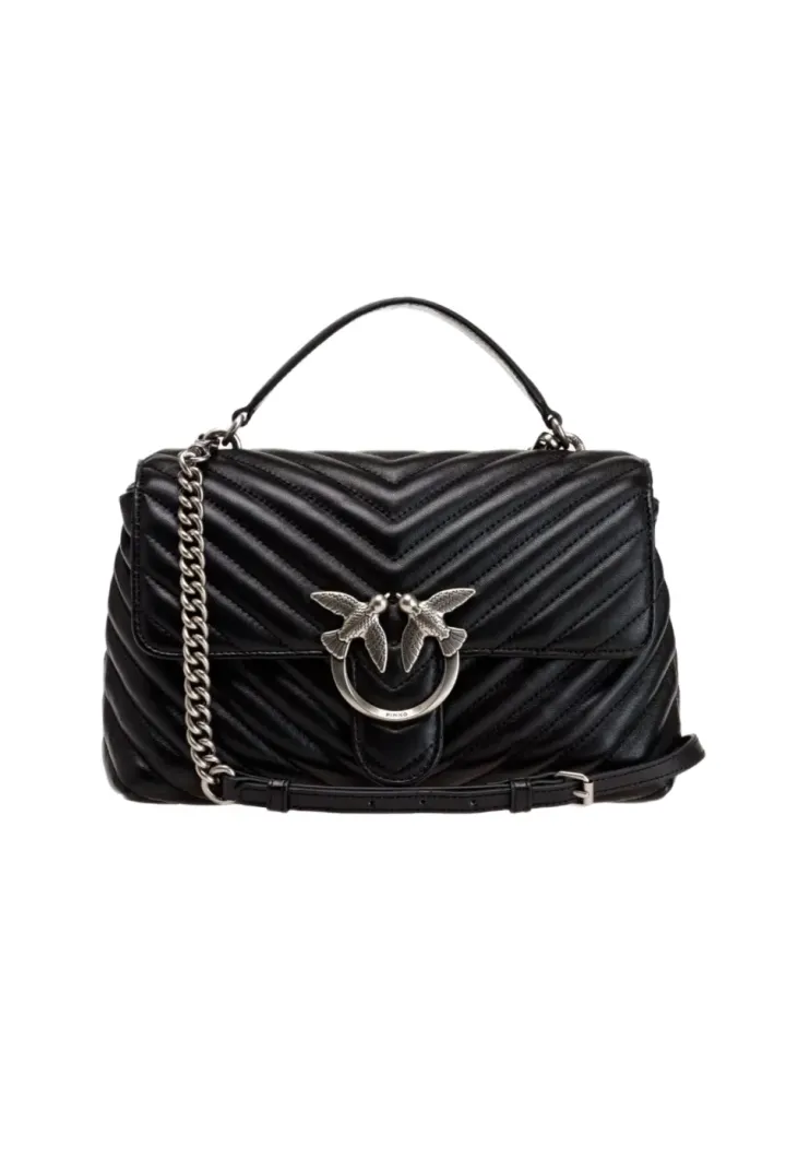 LADY LOVE BAG PUFF CHEVRON — black-old silver