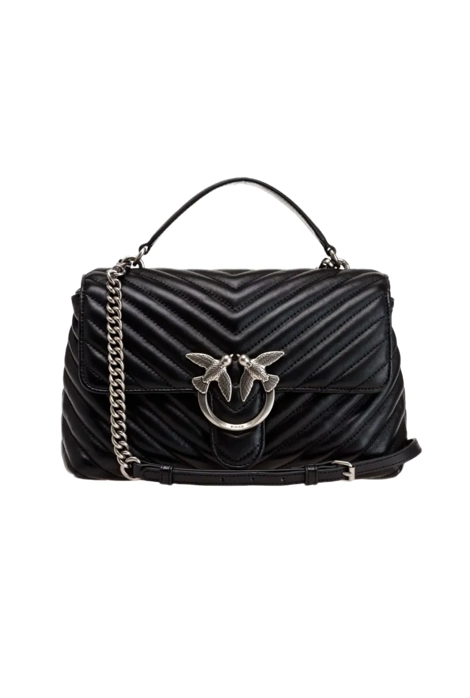 LADY LOVE BAG PUFF CHEVRON — black-old silver