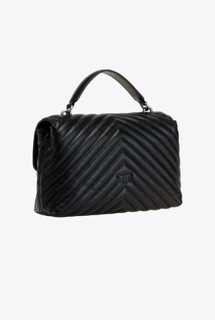 LADY LOVE BAG PUFF CHEVRON — black-old silver