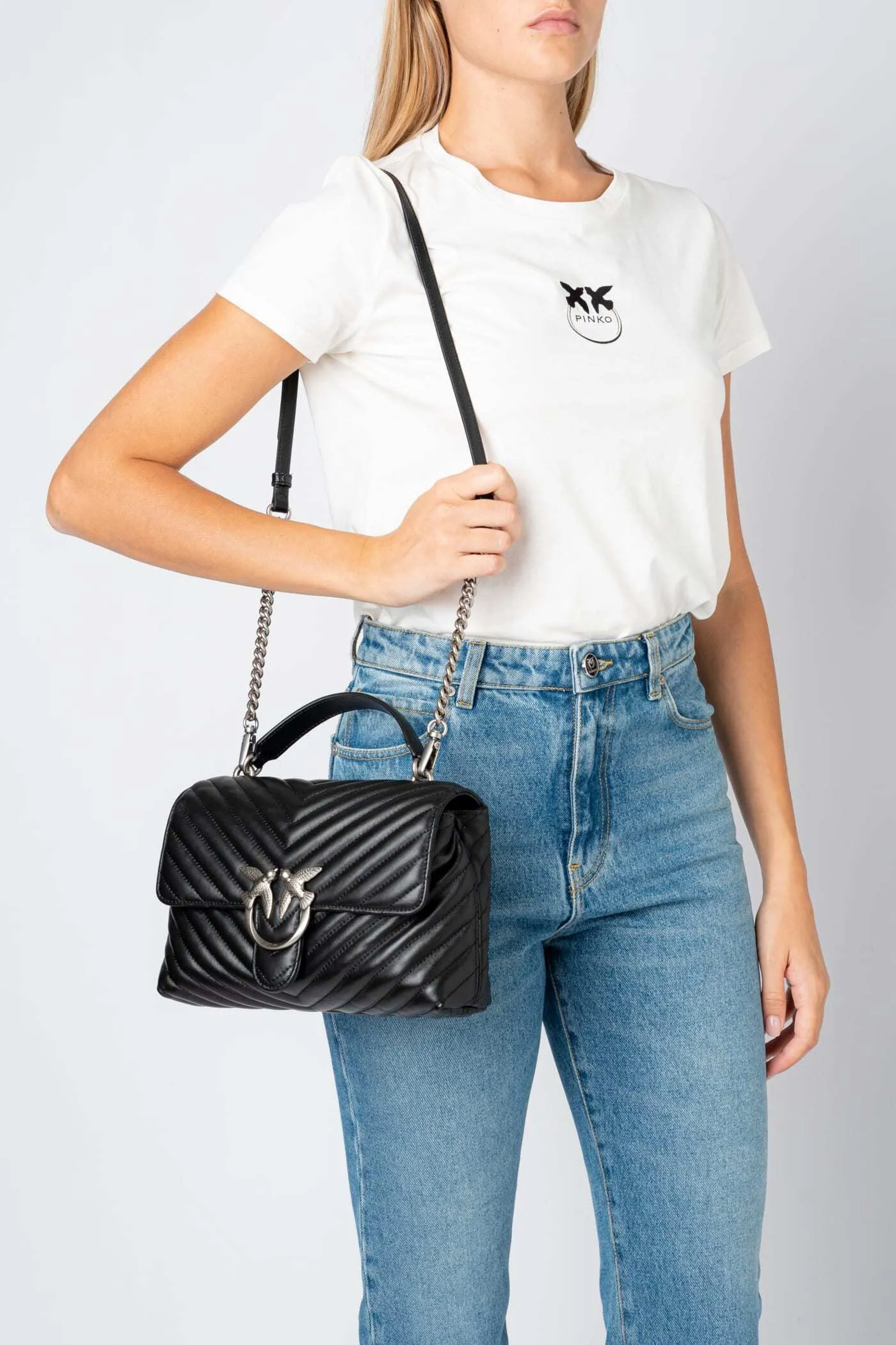 LADY LOVE BAG PUFF CHEVRON — black-old silver — фото 4