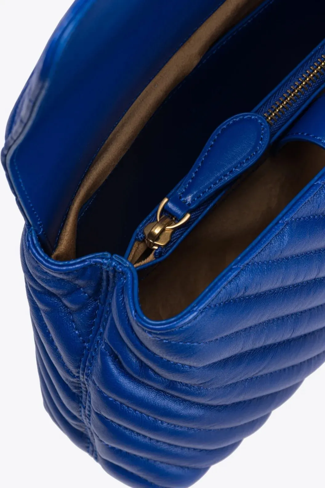 LADY LOVE BAG PUFF CHEVRON — clematis blue-antique gold