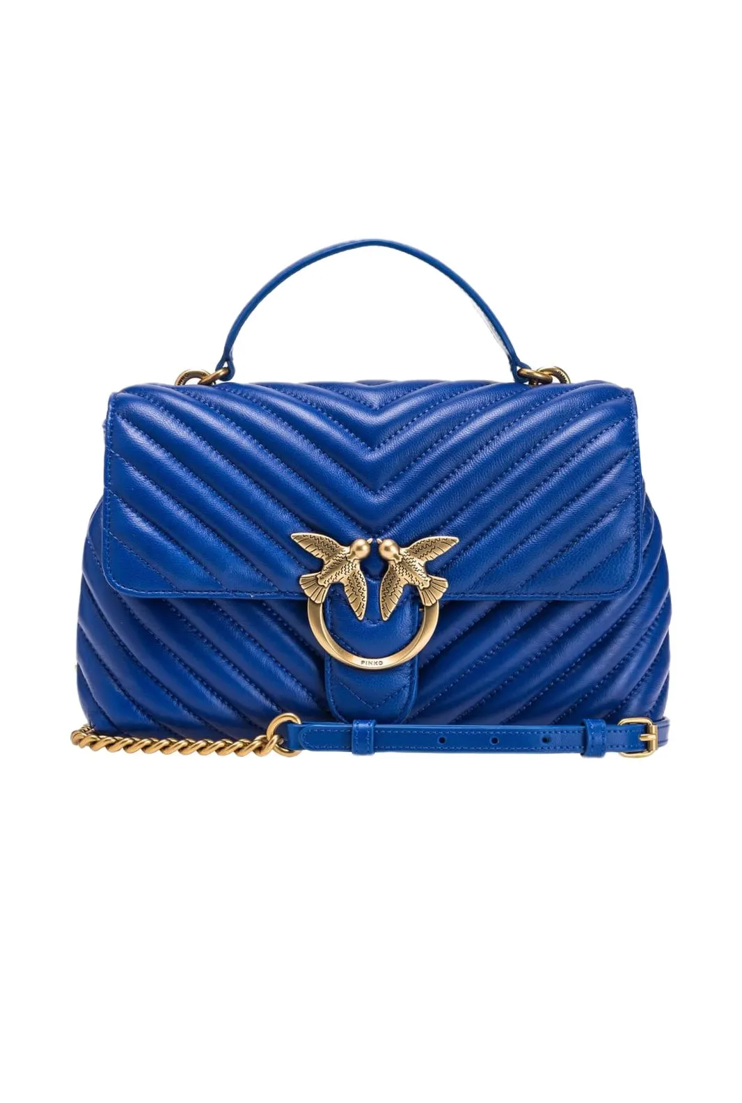 LADY LOVE BAG PUFF CHEVRON — clematis blue-antique gold