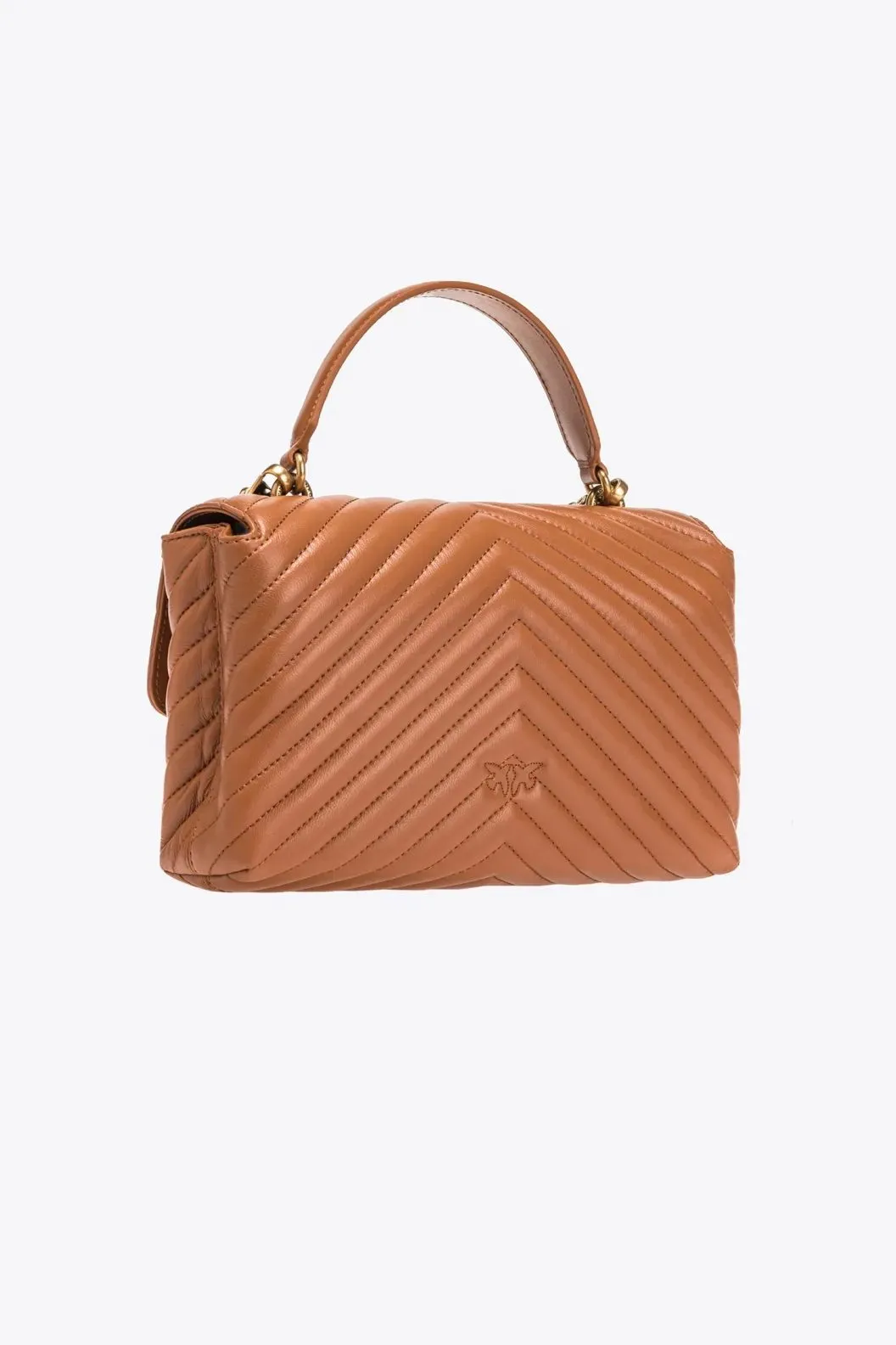 LADY LOVE BAG PUFF CHEVRON — cognac-antique gold