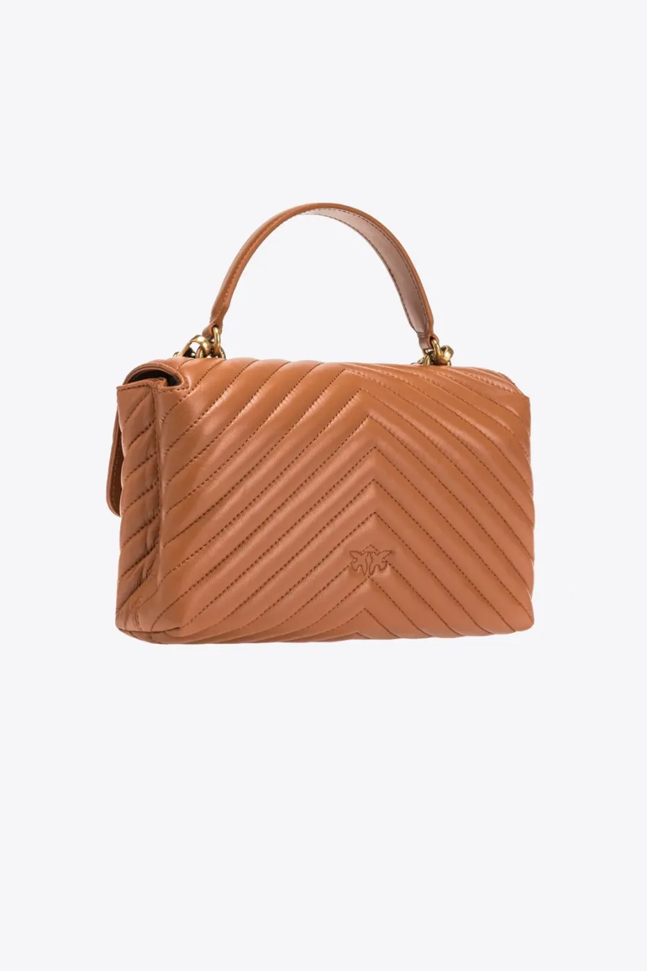 LADY LOVE BAG PUFF CHEVRON — cognac-antique gold