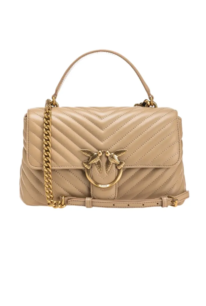 LADY LOVE BAG PUFF CHEVRON — sand-antique gold