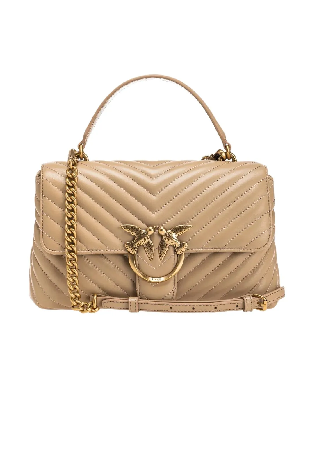 LADY LOVE BAG PUFF CHEVRON — sand-antique gold