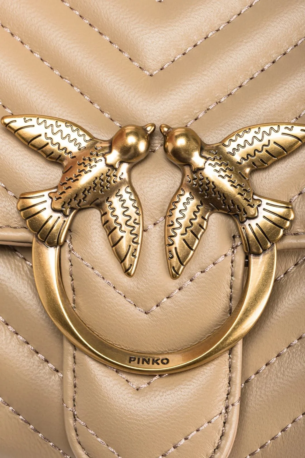LADY LOVE BAG PUFF CHEVRON — sand-antique gold