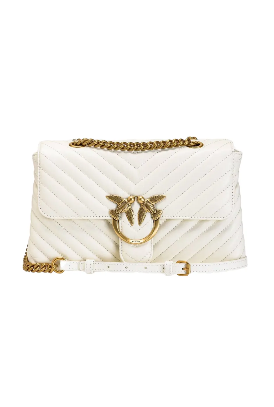 LADY LOVE BAG PUFF V QUILT — white/gold