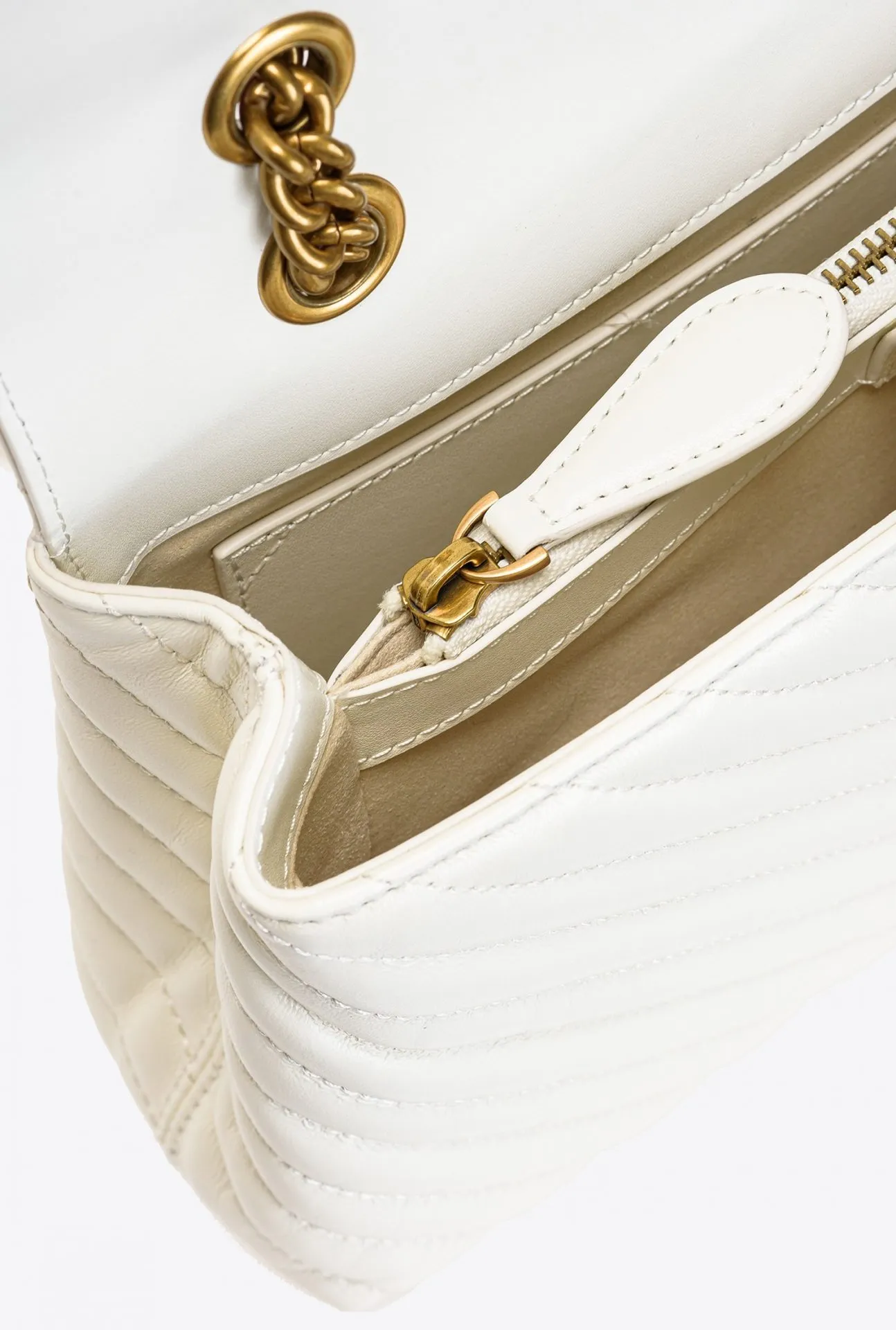 LADY LOVE BAG PUFF V QUILT — white/gold — фото 3