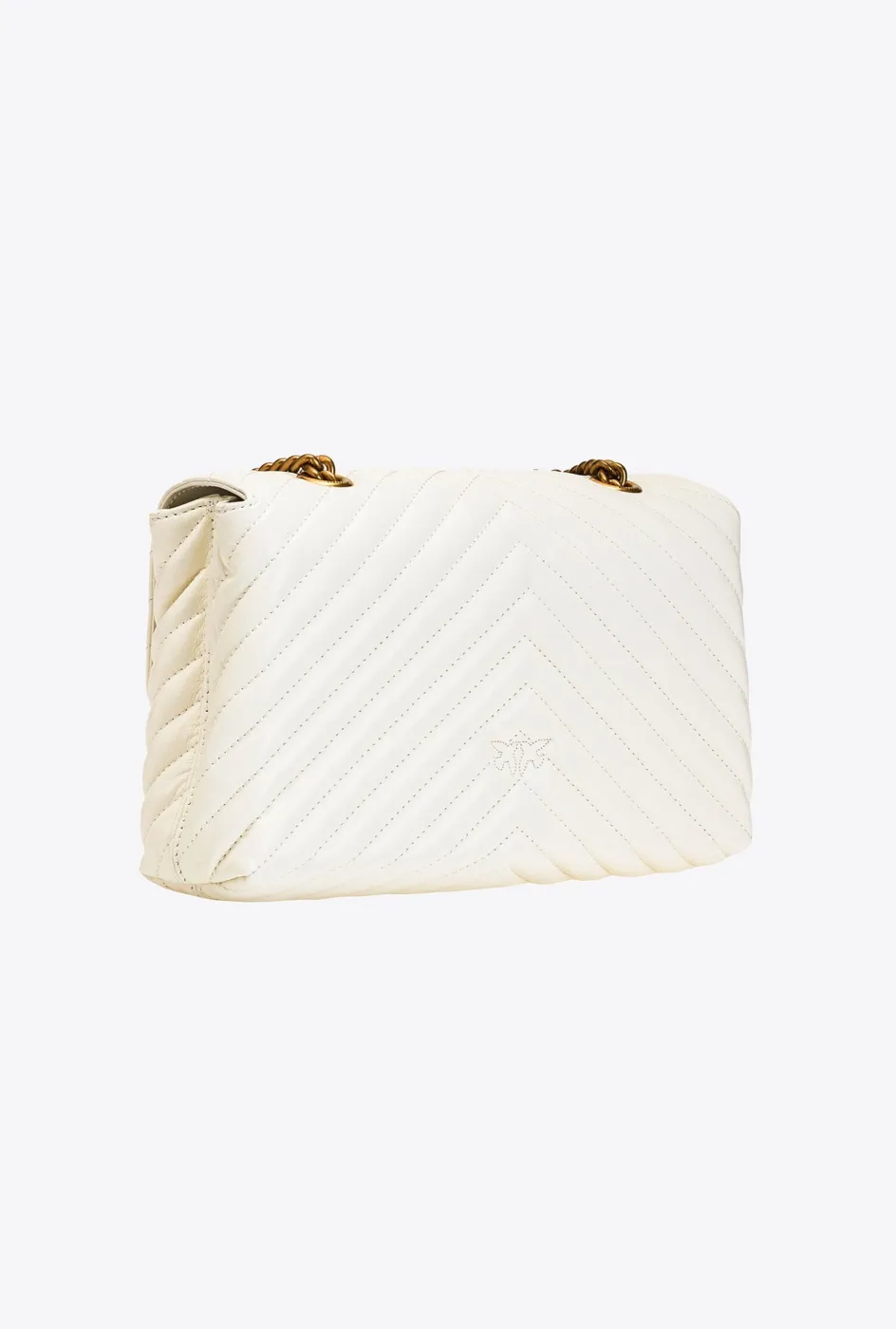 LADY LOVE BAG PUFF V QUILT — white/gold