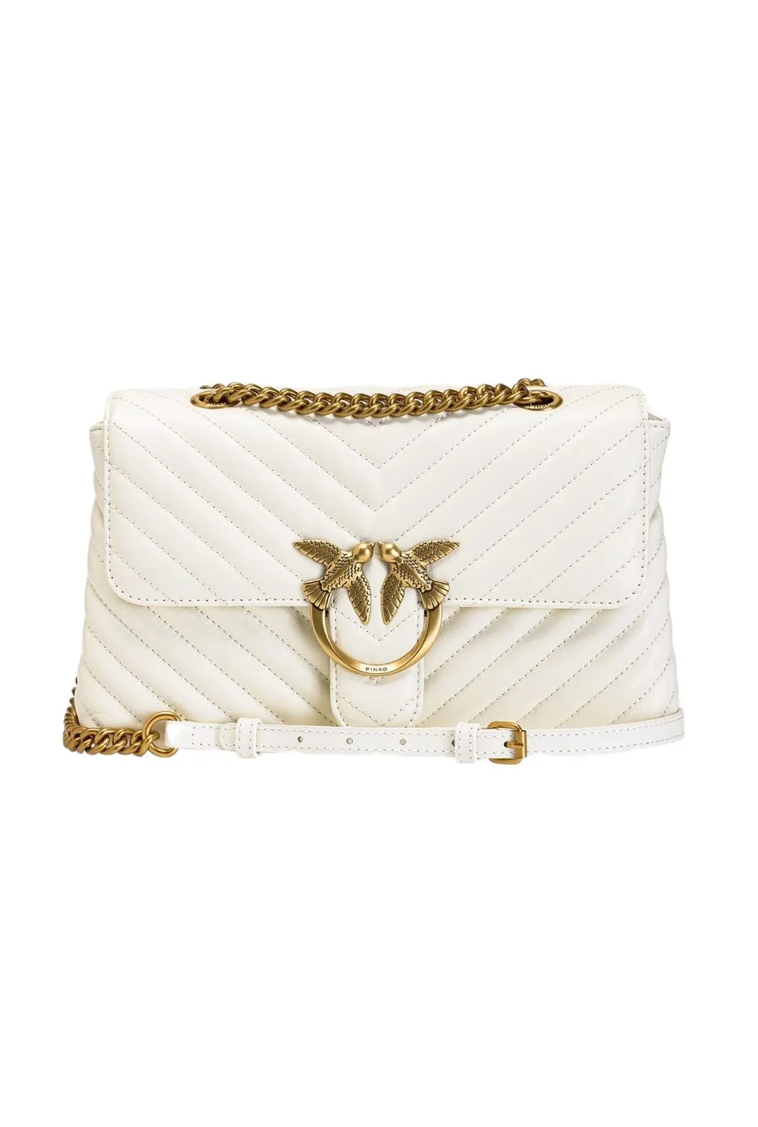 LADY LOVE BAG PUFF V QUILT — white/gold