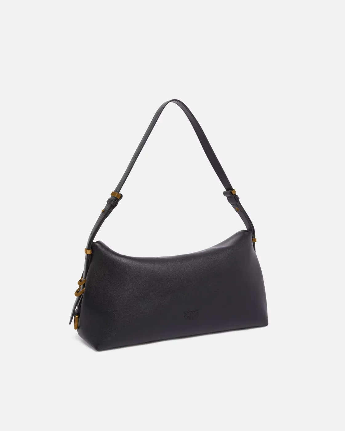 LEATHER SADDLE BAG SHOULDER BAG — black gold