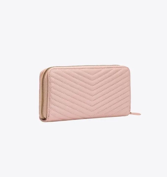 LOVE BIRDS QUILTED WALLET — dusty pink