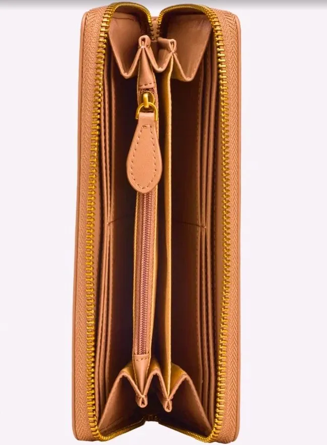 LOVE BIRDS QUILTED WALLET — ocher-sand