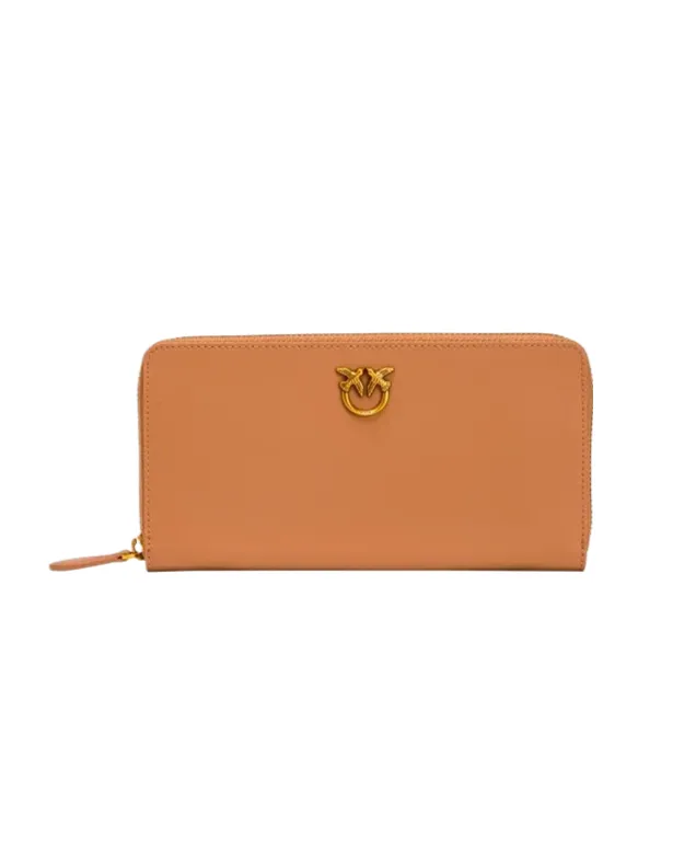LOVE BIRDS QUILTED WALLET — ocher-sand