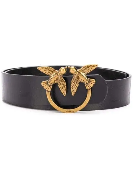 LOVE BIRDS SIMPLY LEATHER BELT — black-copper — L (100см)