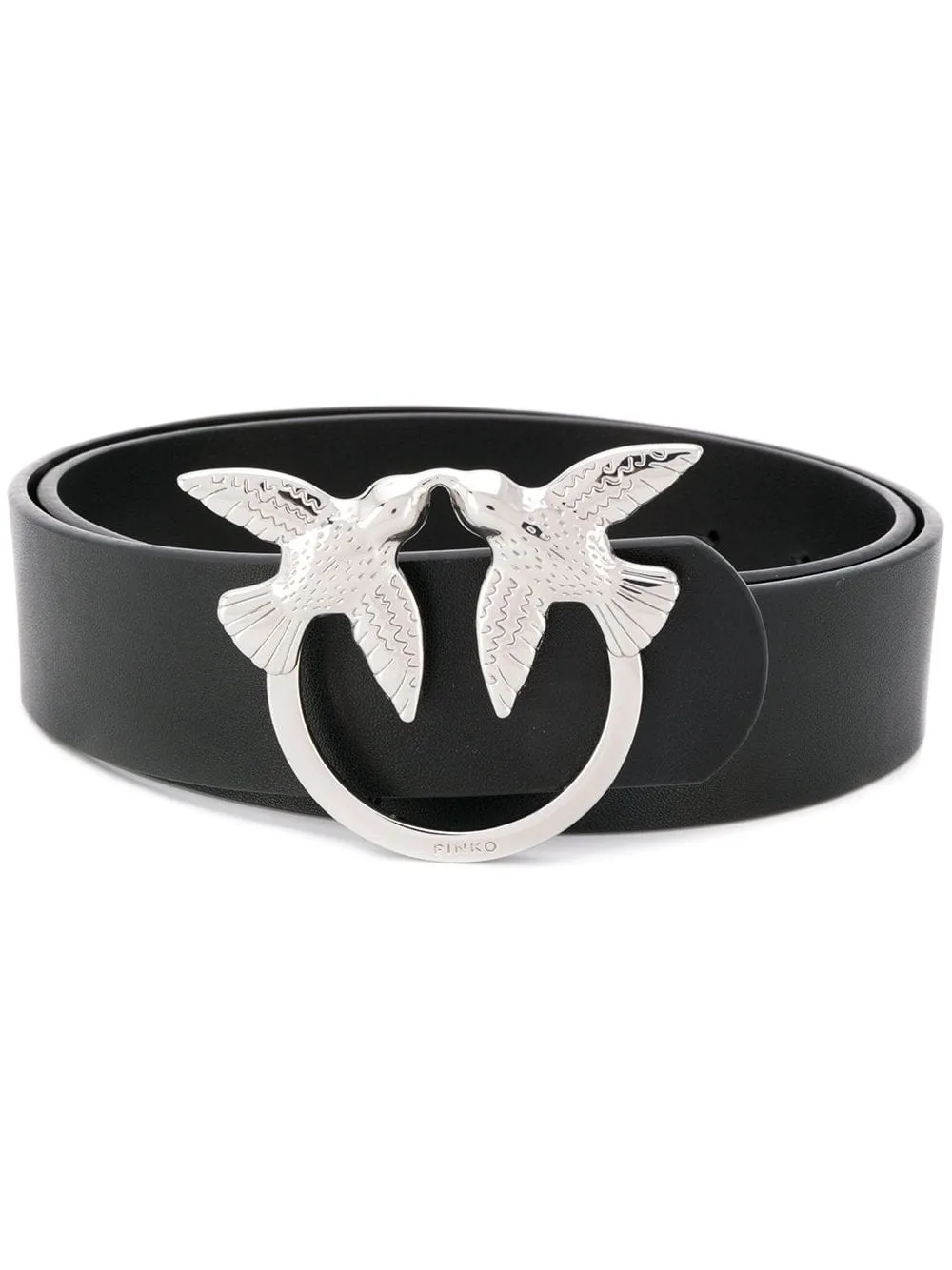 LOVE BIRDS SIMPLY LEATHER BELT — black–silver — L (100 см)