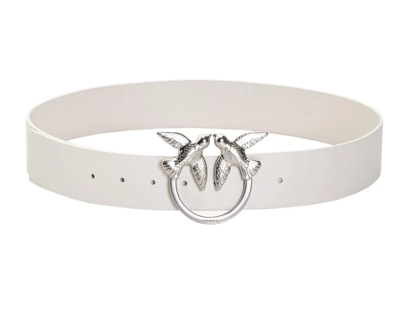 LOVE BIRDS SIMPLY LEATHER BELT — white–silver — L (100см)
