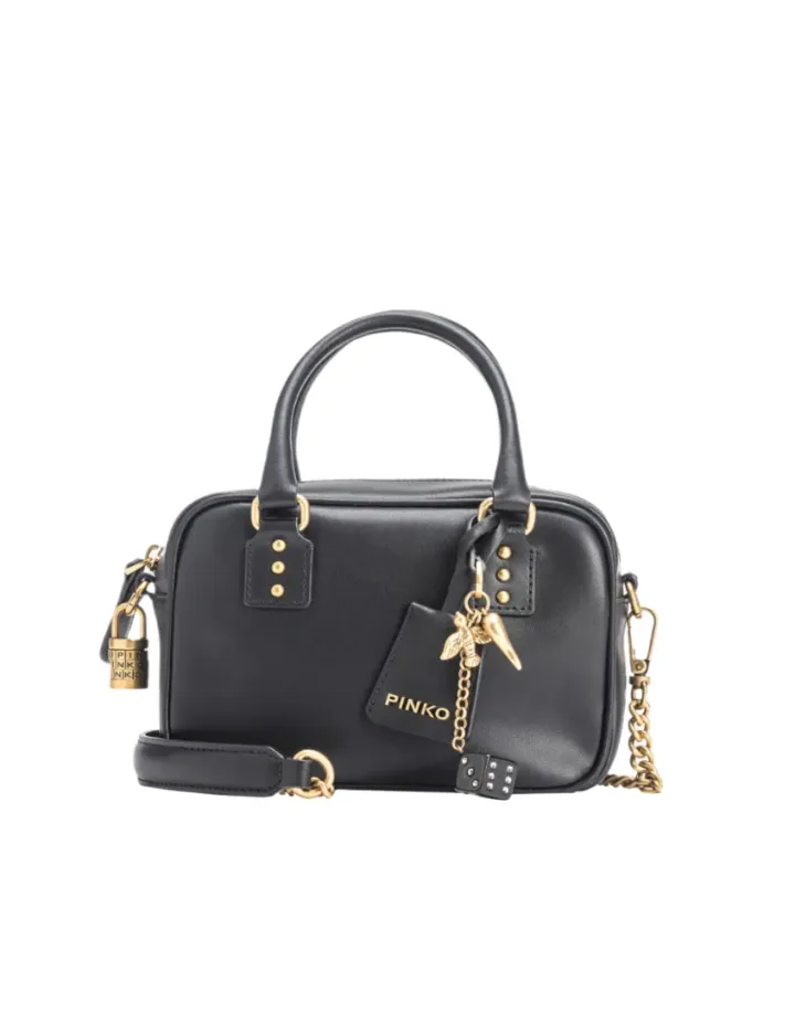 MINI BOWLING BAG IN LEATHER — black