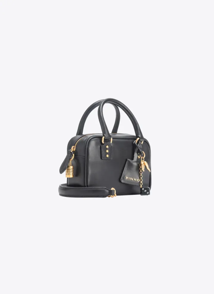 MINI BOWLING BAG IN LEATHER — black