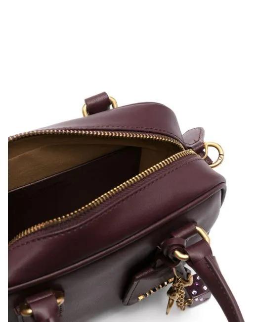 MINI BOWLING BAG IN LEATHER — burgundy — фото 3