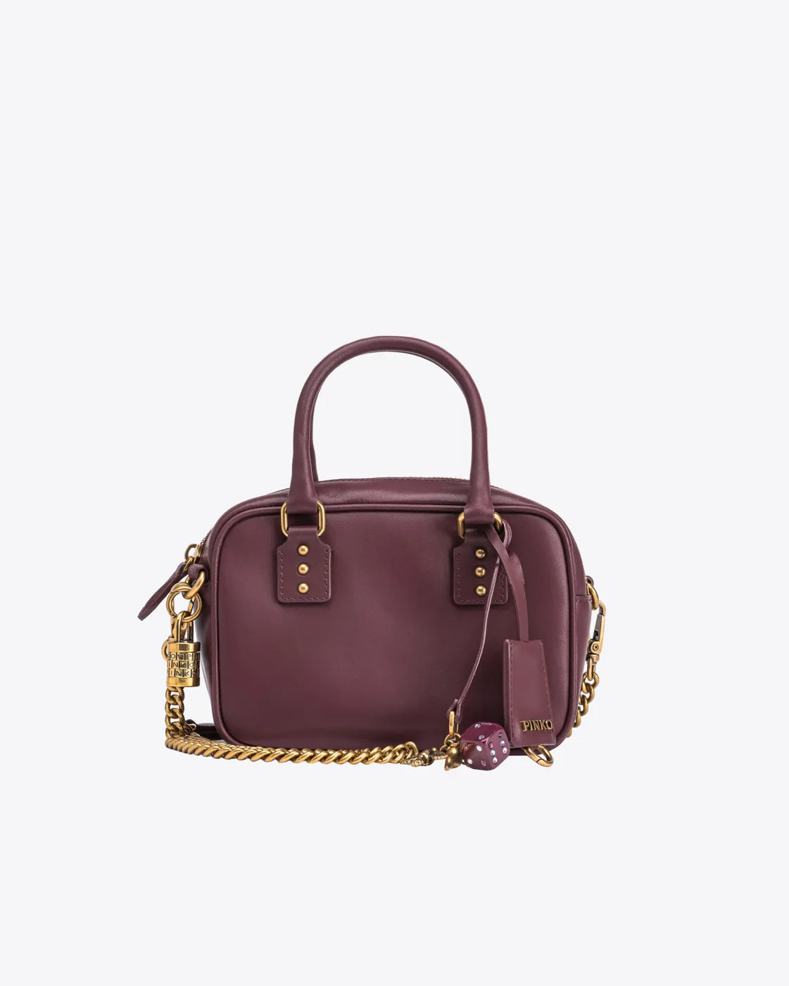 MINI BOWLING BAG IN LEATHER — burgundy — фото 4